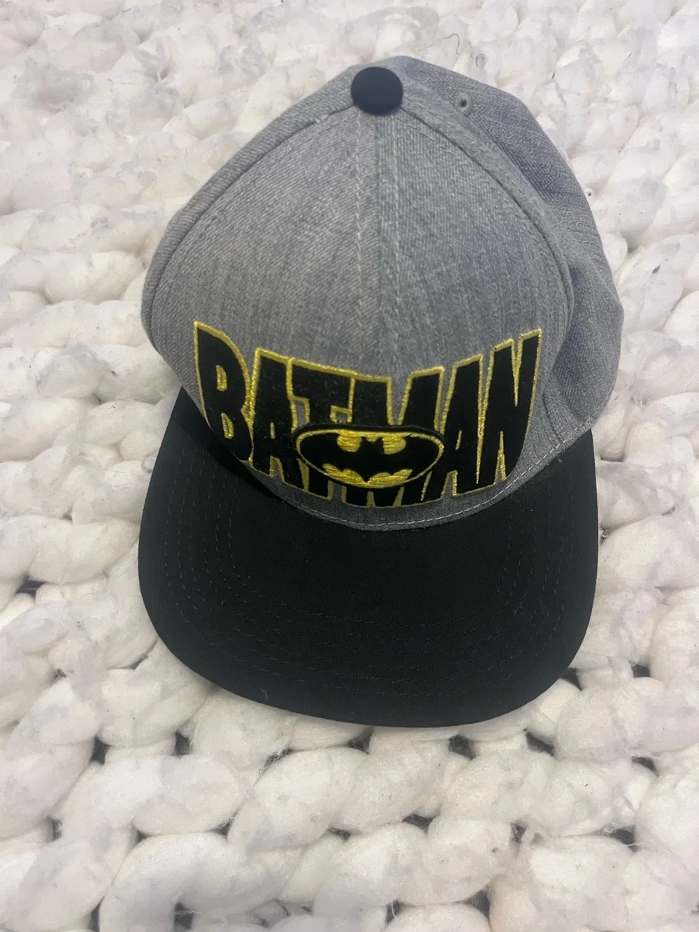 Batman Snapback Hat - Gray and Black with Yellow Accent | OS